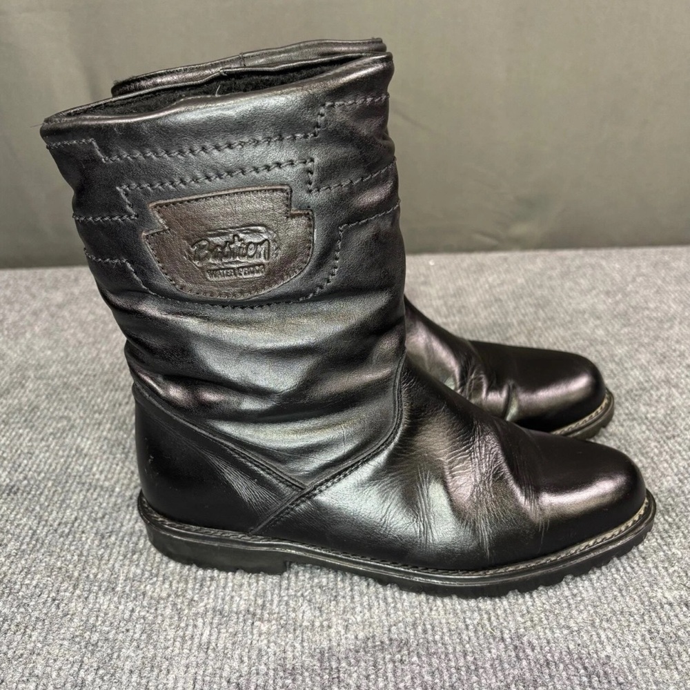 VTG Bastien Boots Women 6 Leather Thermal Faux Fur Insulated Winter Ankle Black